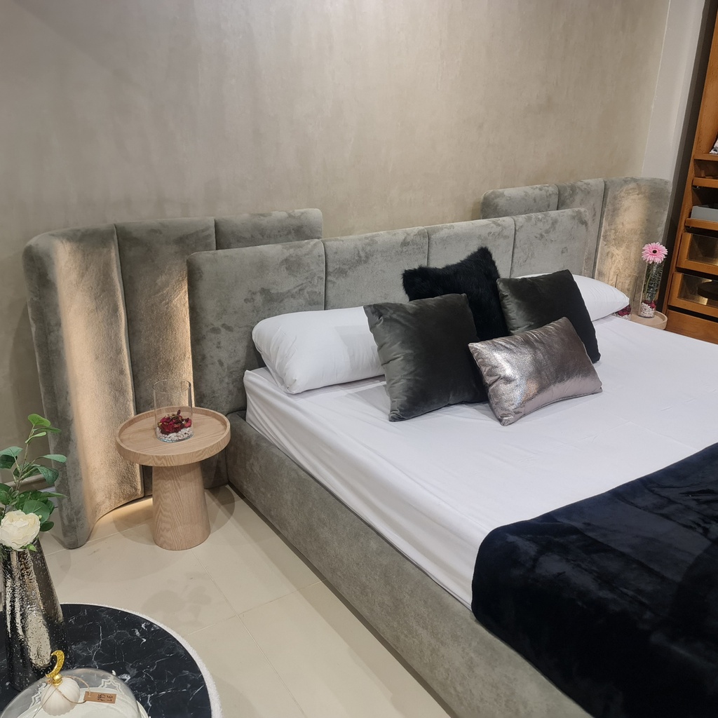 Bed - Velvet - Mint Gray