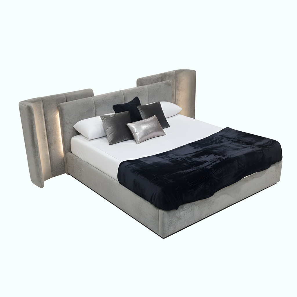 Bed - Velvet - Mint Gray